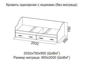 Кровать одинарная с ящиками (Без матраца 0,9*2,0) в Снежинске - snezhinsk.магазин96.com | фото